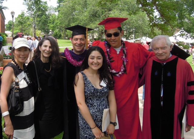 From left, Diann Kim, Anne Greene, John Frank, Hannah Frank, Peter Frank '12 and Nat Greene.