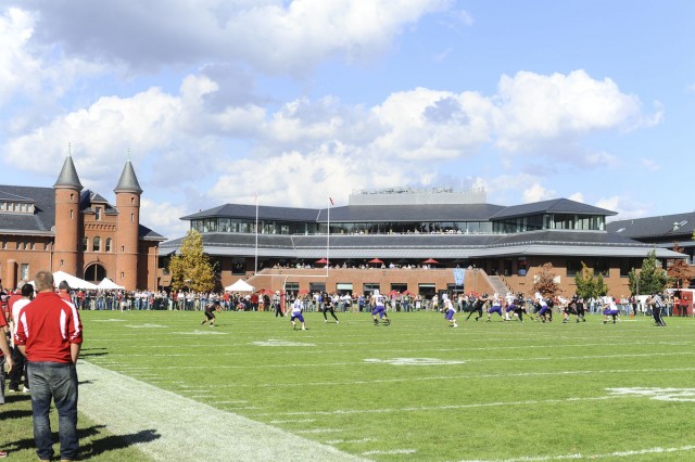 Temporary lighting will be installed on Andrus Field when Wesleyan hosts the first NESCAC night game. 