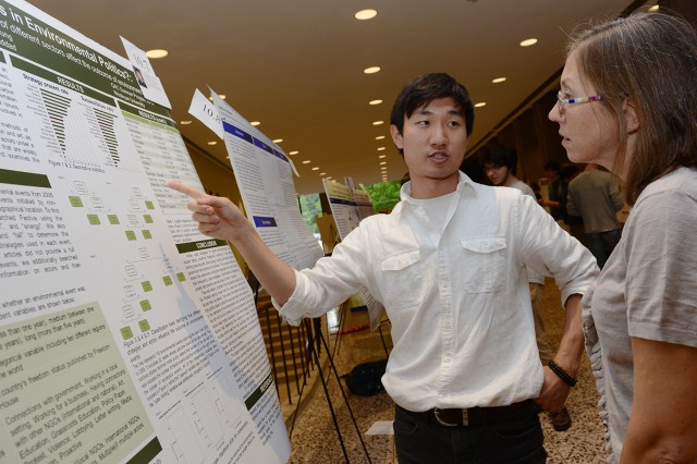 Charlie Chung ’14 presented his research on "What matters in Environmental Politics? How the strategies of different sectors affect the outcome of environments." His advisor is Mary Alice Haddad, associate professor of government, environmental studies, and East Asian studies. 