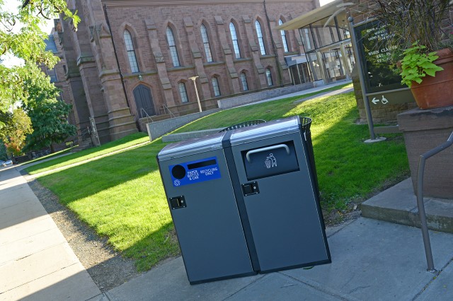 Wesleyan's new solar-powered waste compactors and single-stream recycling centers may reduce collection frequency by up to 80 percent.