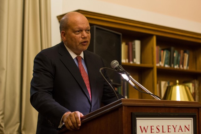 Ted Shaw '76 spoke on “Looking Backwards; Looking Forward: The Persistence of Race in 21st Century American Life” during Wesleyan's annual Constitution Day celebration Sept. 17.
