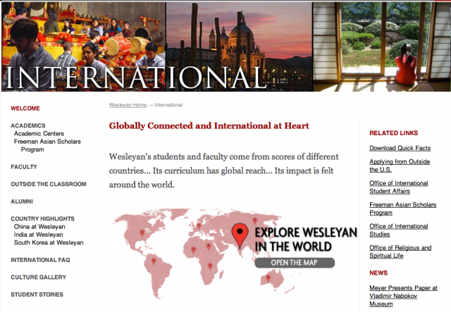 Learn about internationally-focused courses, student organizations, study abroad opportunities, cultural events and much more on Wesleyan's new International website. 