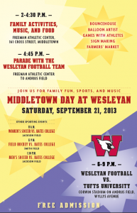 Join the Wesleyan community for family fun, sports and music at Middletown Day. All events are free of charge. 
