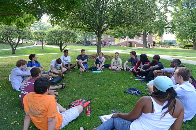 As part of New Student Orientation, members of the Class of 2017 participated in Wesleyan’s First Year Matters (FYM) program. On Aug. 30, students met with orientation leaders to discuss issues related to diversity and inclusion.