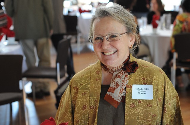 Michaelle Biddle celebrated 30 years working in Olin Library.