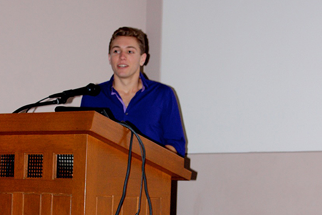 Jesse Tarnas '16 spoke on the subject "Searching for Planets around White Dwarf Stars," based on his research with Seth Redfield, assistant professor of astronomy.