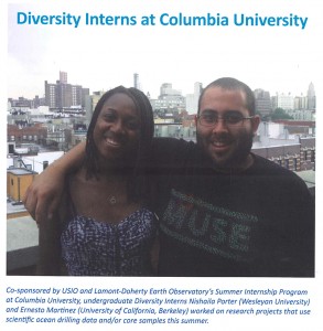 Nishaila Porter ’15 and her fellow Diversity Intern, Ernesto Martinez from the University of California, Berkeley, were included in "Core Discoveries: The Newsletter for US Scientific Ocean Drilling.