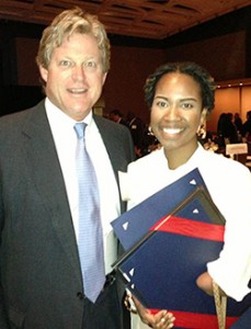 Amber Smith '14 met Edward “Ted” Kennedy Jr. ’83 during the Connecticut Women's Hall of Fame meeting Nov. 6. Smith said Kennedy "is one of I AMputee's biggest supporters."