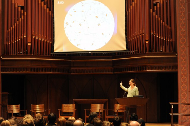 Meredith Hughes, assistant professor of astronomy, spoke about "Life in the Universe."