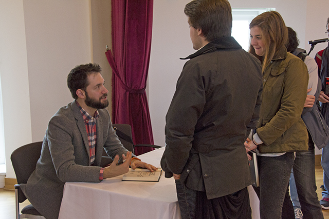 Reddit co-founder Alexis Ohanian signs copies of his book inside Beckham Hall. 