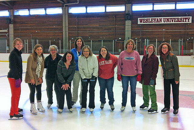 Several Wesleyan employees went skating at Freeman Athletic Center in November as part of the Cardinal Fit Challenge. 