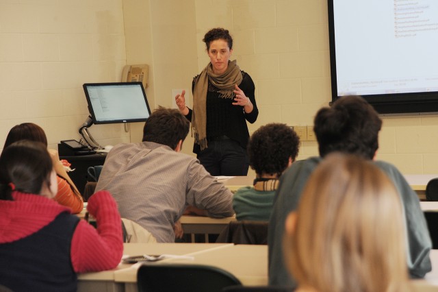 Zoe Mueller '13 returned to campus Nov. 20 to teach current students about geographic information system careers. 