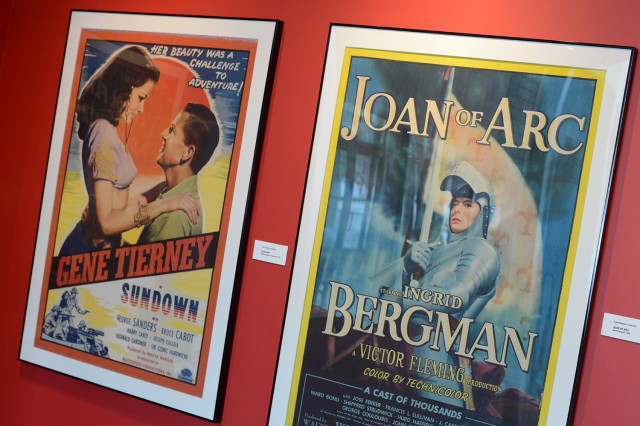 At left is a 1941 poster from the film "Sundown." It's from the Gene Tierney Collection.  At right is a 1948 poster from Sierra Pictures features "Joan of Arc" from the Ingrid Bergman Collection. 