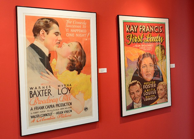 Spanning the history of film from the 1930s to 2012, the posters in this exhibit reflect different genres and styles; the iconic artwork brings back the magic of the moviegoing experience. Pictured at left is a 1934 movie poster from Columbia Pictures' "Broadway Bill." The poster represents Cinema Archives' Frank Capra Collection. At right is a 1937 poster from Warner Bros.' "First Lady," which represents the Kay Francis Collection.