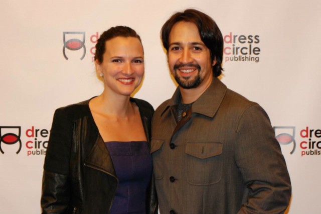Roberta Pereira '03 with Lin-Manuel Miranda '02 at launch party of The Untold Stories of Broadway by Jennifer Ashley Tepper. (Photo: Kristin Goehring)