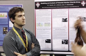 Peter Martin '14 presented a poster titled "Modeling and Mineralogical Analyses of Potential Martian Chloride Brines."