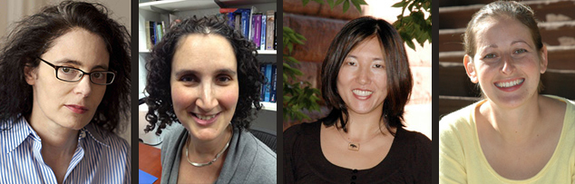 Newly tenured faculty are, from left, Lisa Cohen, Abigail Hornstein, Miri Nakamura and Anna Shusterman.