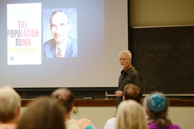 Wesleyan celebrated Earth Month by hosting several sustainability-related events throughout the month of April. Brian Stewart, professor of physics, led his annual "Earth Week Rant" on "The Yin and Yang of Sustainability" on April 24.