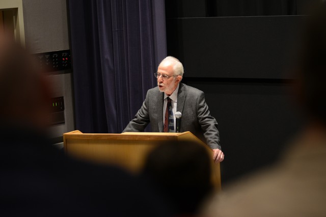 Richard Slotkin, the Olin Professor of American Studies and English, emeritus, delivered a lecture on "Thinking Mythologically: Black Hawk Down, Platoon and the War of Choice in Iraq" April 24 in Powell Family Cinema. This was the inaugural lecture in the Richard Slotkin American Studies Lecture Series.