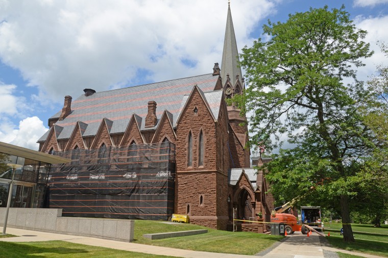 The Memorial Chapel and 92 Theater received a foam insulation application to above the attics to reduce humidity infiltration and provide improved HVAC control and consistency. Contractors are also painting the chapel's exterior wood sills and clock tower section this summer.  