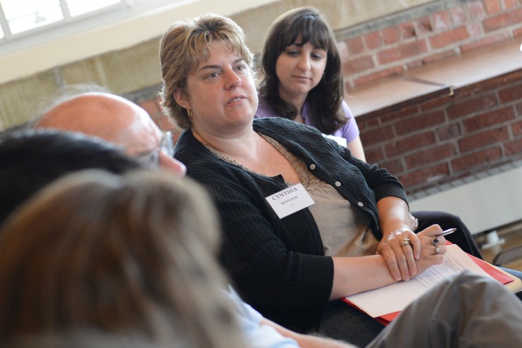 Writing Conference participants enjoy Scibona's talk.