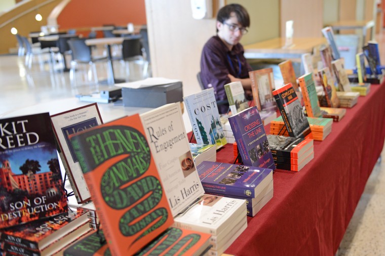 A representative from Broad Street Books sold copies of books written by the Wesleyan Writing Conference faculty.