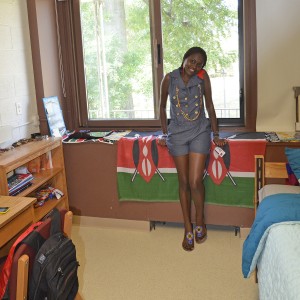 Claudia Kahindi '18 poses in her West College room. 