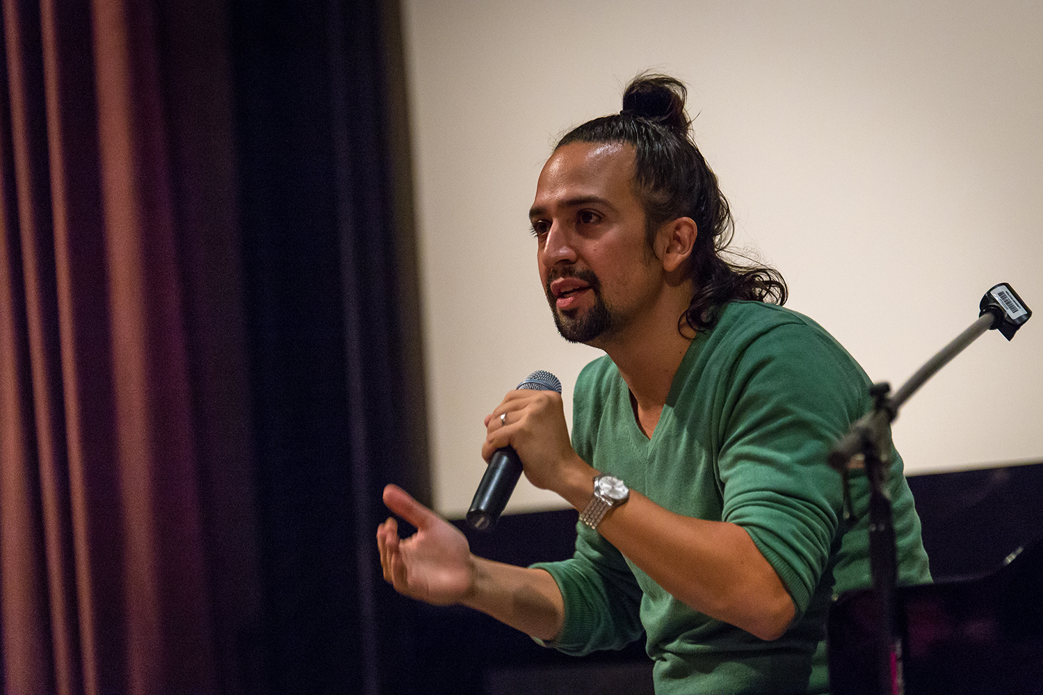On Sept. 23, Tony Award-winning composer/lyricist and actor Lin-Manuel Miranda ’02 spoke about the creation of the musical In The Heights during his time at Wesleyan. His talk, "When You're Home: A Look Back at the Origins of In the Heights," was sponsored by the Theater Department and Center for the Arts. 