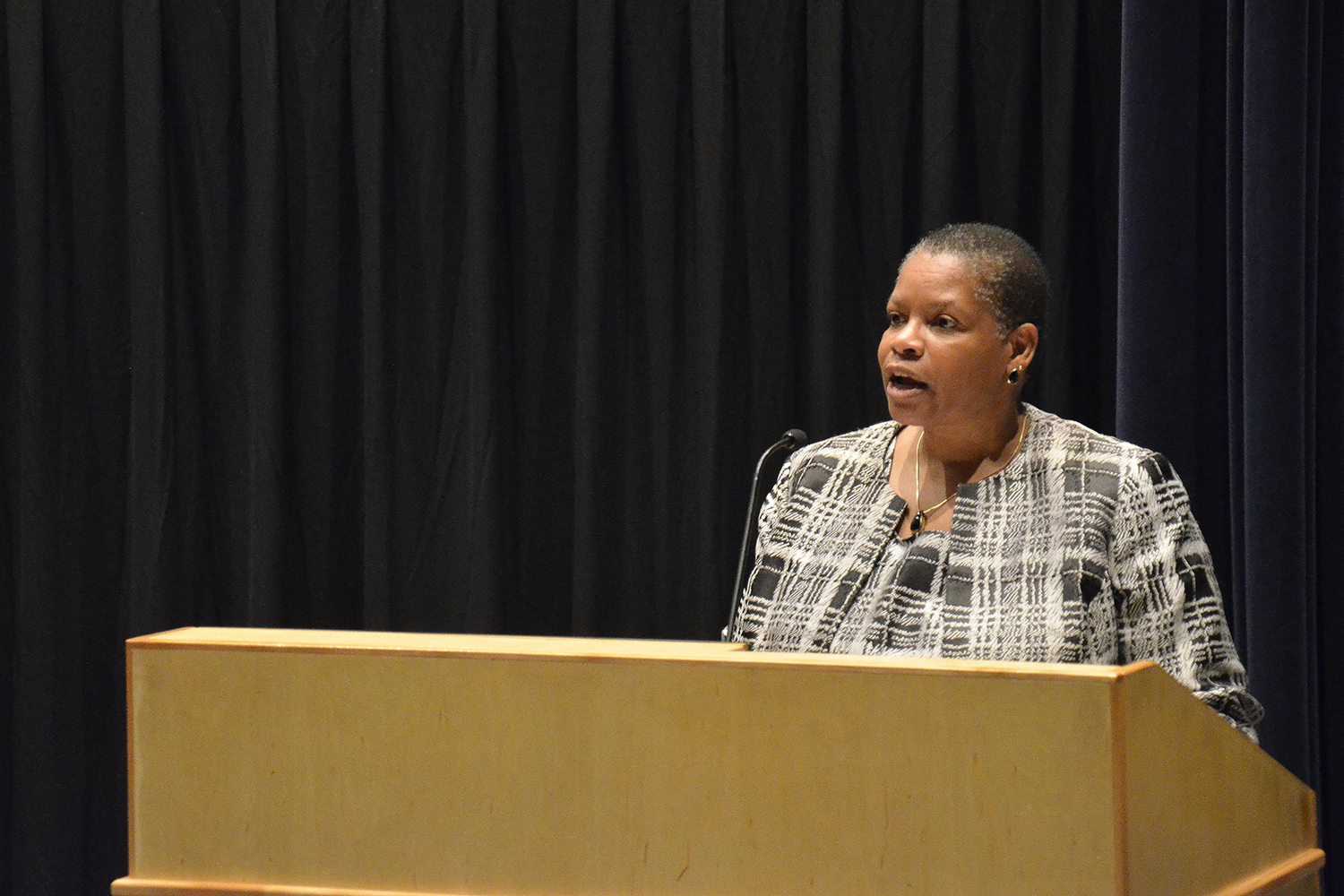 Trustee Joyce Hall ’78, a former Black Alumni Council Chair, introduced Garcia to the audience. 