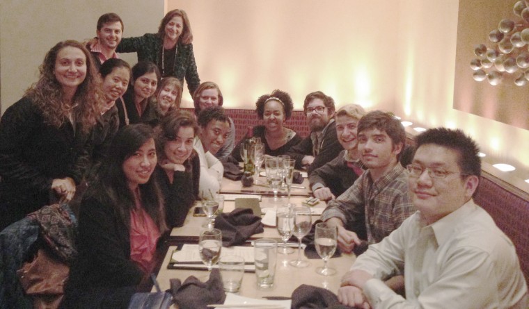 A Wesleyan group gathered for a neuroscience/biology reunion dinner Nov. 19 in Washington, D.C.