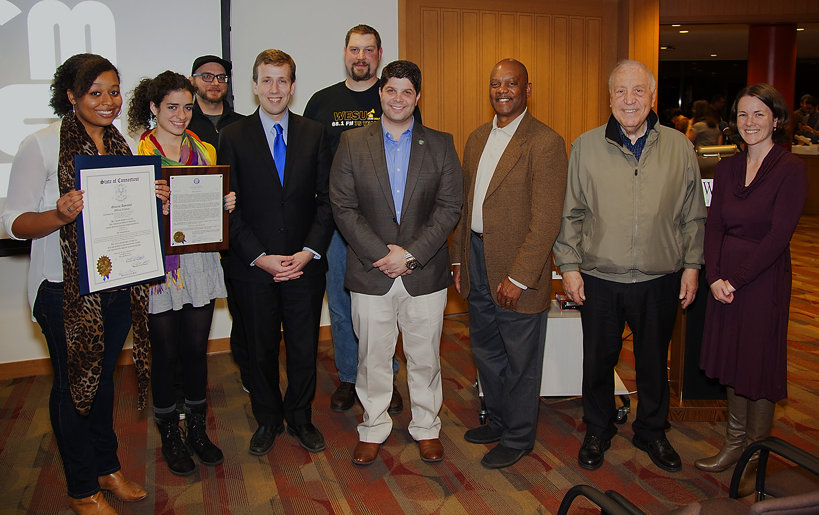 88.1 FM WESU student volunteers and staff celebrated the non-commercial radio station’s 75th anniversary on Nov. 2 with several elected officials. 