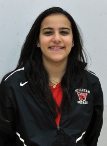 Egypt native Laila Samy '18 says she chose Wesleyan because "the squash team .. was not just a team, it was a family."