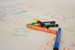 The Wesleyan community wrote messages of support for the hospitalized 