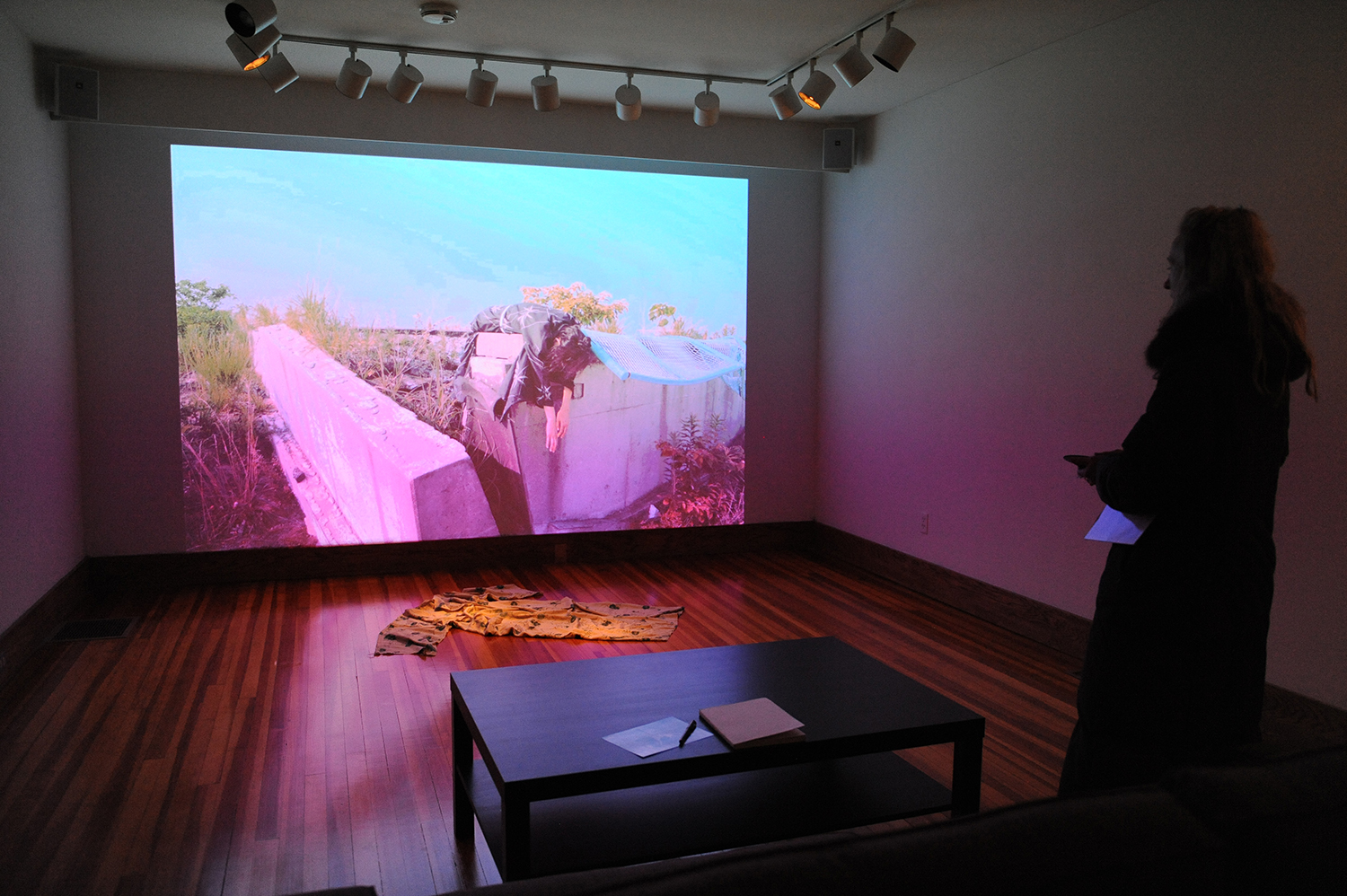 The exhibit features a photo and a video installation. 