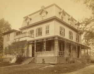 The Foss House, pictured above in the early 1900s, housed the Chi Psi fraternity in 1883 to 1893. The house was demolished in 1955. 