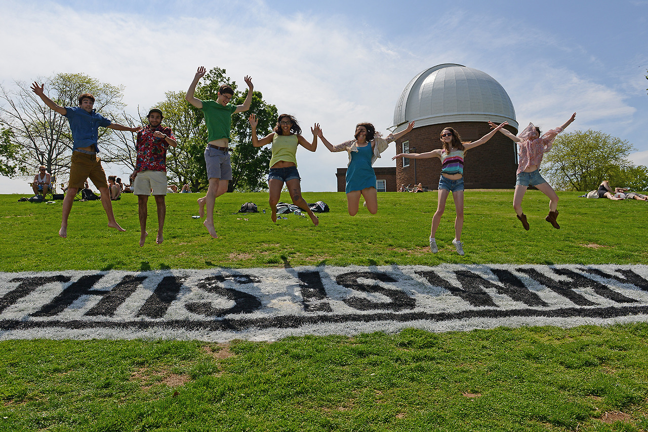 THIS IS WHY on Foss Hill and Usdan University Center. (Photo by Olivia Drake MALS '08)