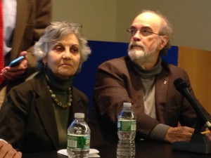 Krishna Winston with Breon Mitchell, another translator of Günter Grass, at a retrospective for the writer at CUNY Graduate Center on April 28. (Photo by Iris Bork-Goldfield).