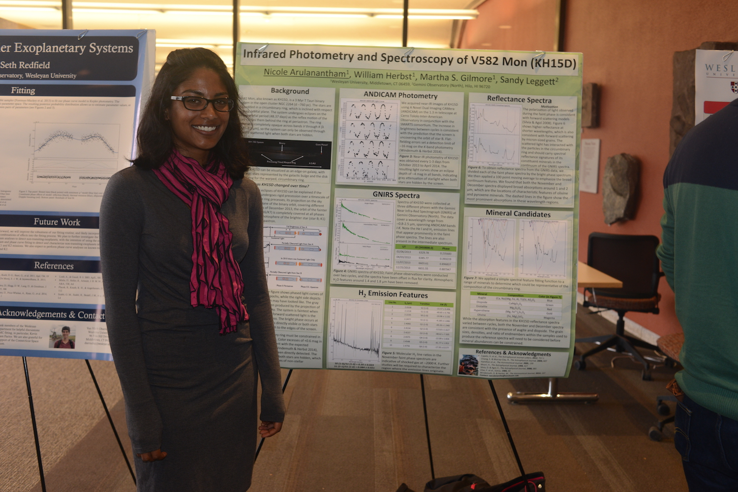 Graduate student Nicole Arulanantham presented her research, "Infrared Photometry Spectroscopy of V582 Mon (KH15D)."