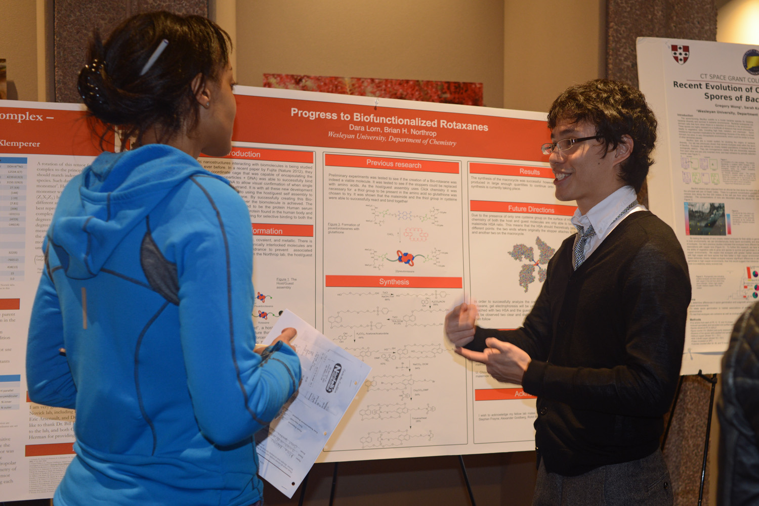 Dara Lorn '15 discussed his research, "Progress to Biofunctionalized Rotaxanes."