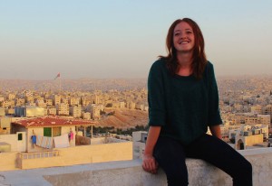 Aletta Brady '15 on a balcony overlooking Amman, Jordan. (Contributed photo)