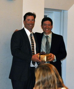 Head baseball coach Mark Woodworth with Andrew Yin '15.