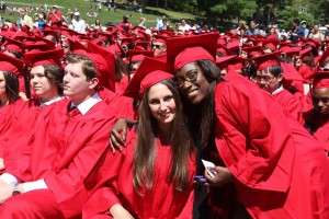 Students are all smiles at the Commencement ceremony. 