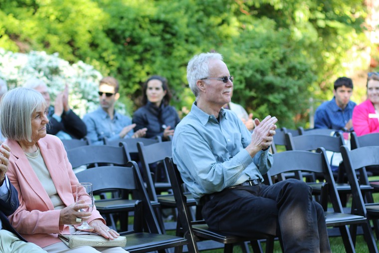 Brian Fay, who joined the Wesleyan faculty in 1971 as an assistant professor of philosophy, was recognized at a reception on May 23. (Photo by Hannah Norman '16)