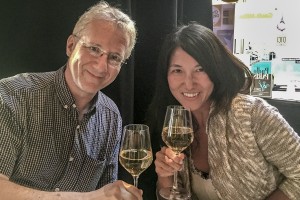 Bill Johnston and Miri Nakamura celebrating after the conference at the Terroir Paris restaurant.