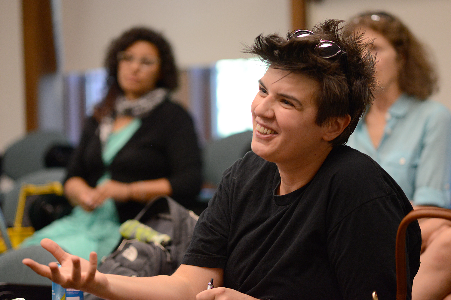 Laura Grappo, assistant professor of American studies, responds to a student's presentation. Members of the audience were allowed to ask questions after each student's presentation. 