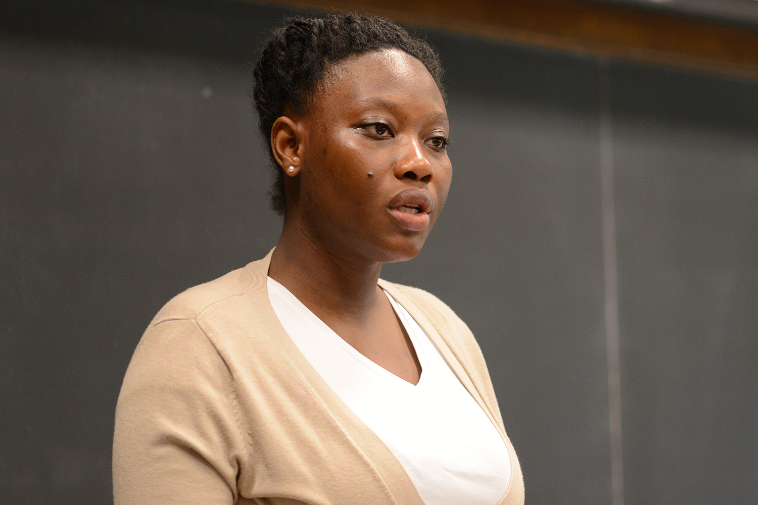 Queens College student Giovannah Phillipeaux presented “Black Lives Matter: An Exploration of Self.”