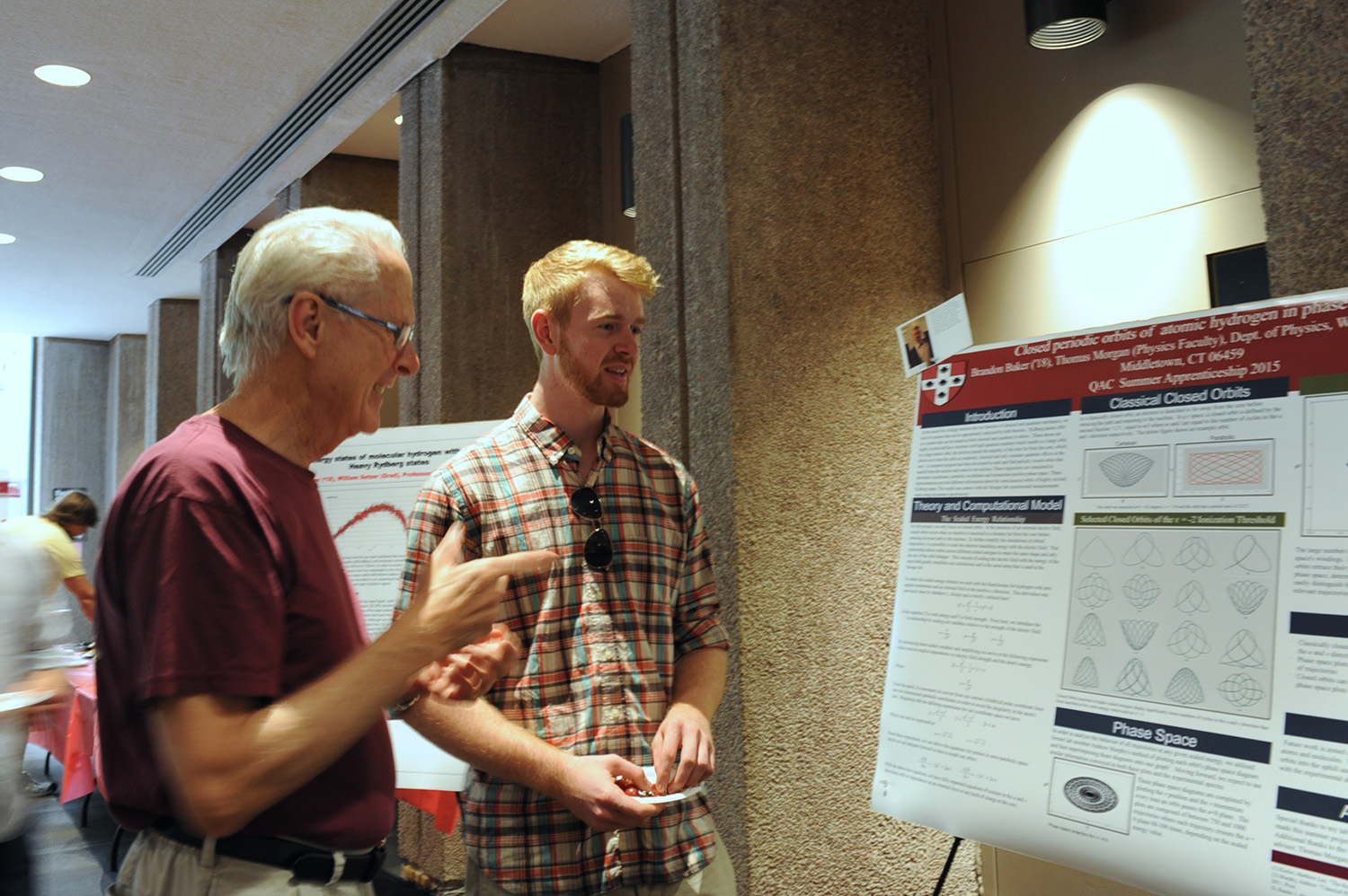 On July 30, the Wesleyan Summer Research Poster Session was held at Exley Science Center. More than 50 undergraduate research fellows presented research at the event. (Photo by Laurie Kenney)