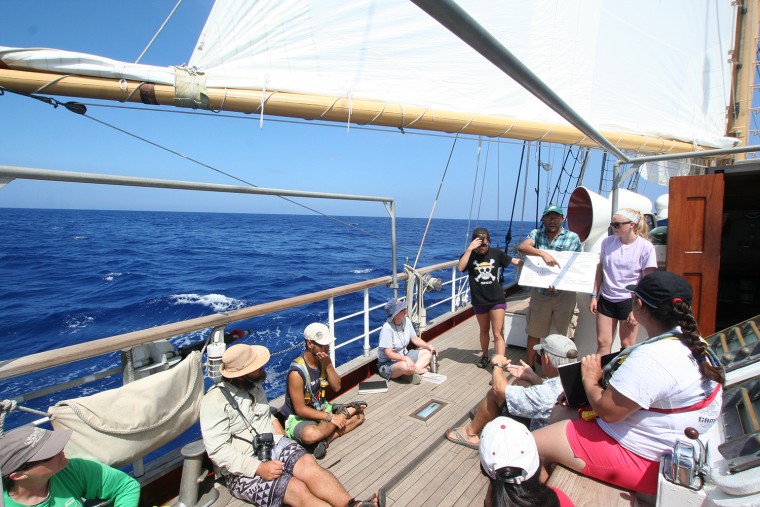 Ramos explained how the ship's sonar equipment works.