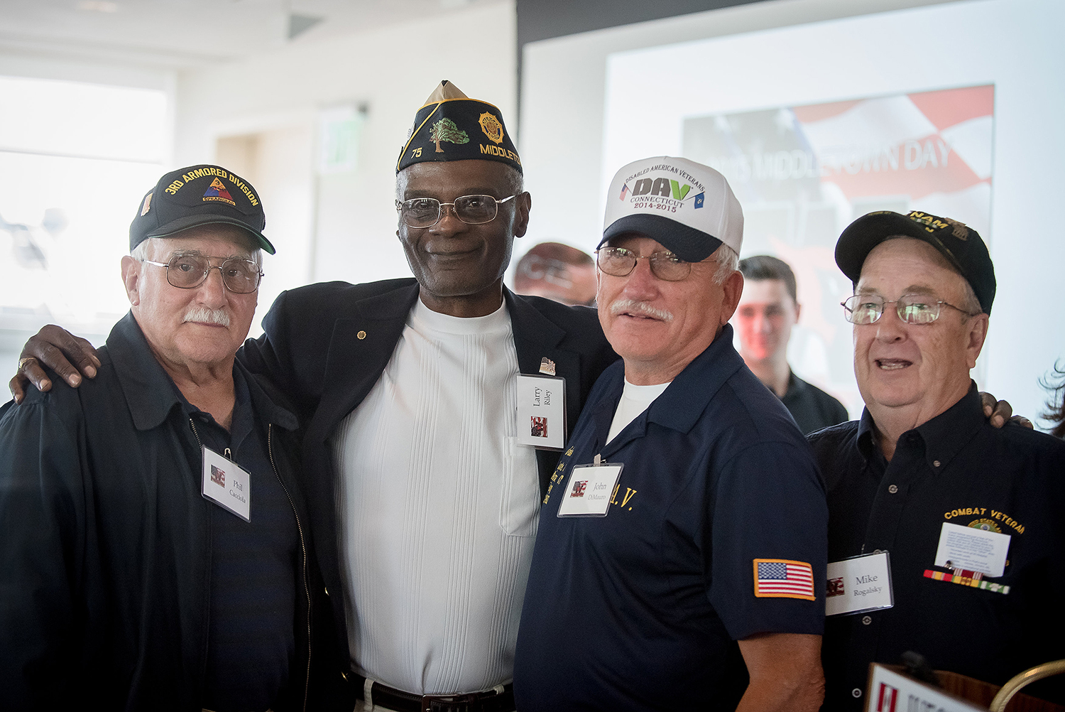Area veterans were celebrated during Middletown Day at Wesleyan University, Sept. 26, 2015. (Photo by Jennifer Langdon)