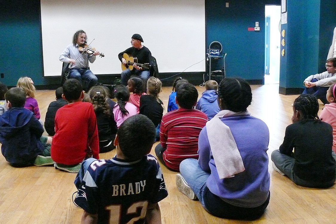 On Oct. 19, the Green Street Teaching and Learning Center and the Center for the Arts arranged for musicians Martin Hayes and Dennis Cahill to share their passion for Irish music with GSTLC AfterSchool students and staff that afternoon. The children (in grades 1-5) came to GSTCL on one of their half days from school. 